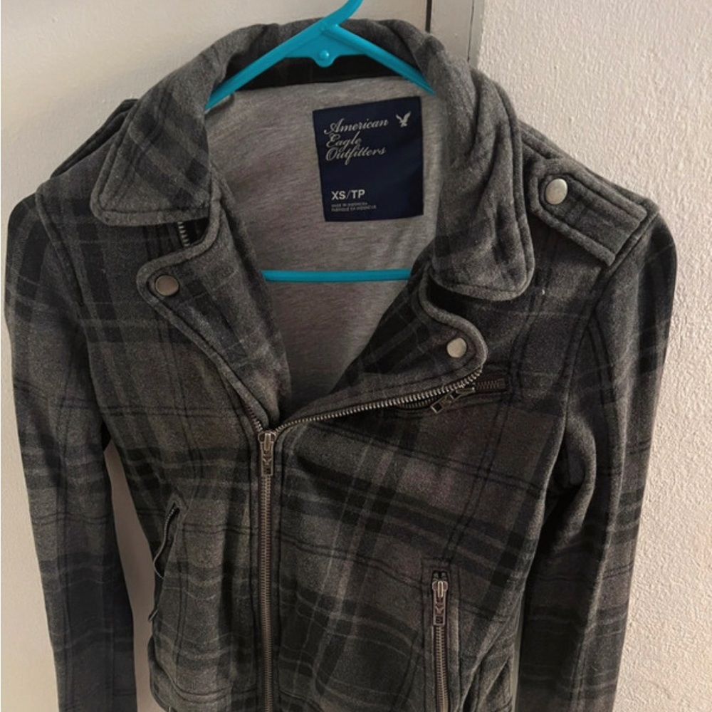 Plaid moto jacket